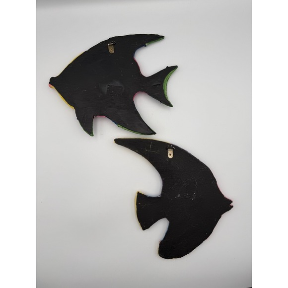 2 Pc Vtg Neon Resin Fish Wall Hangings Decor Fun Retro Tropical Ocean Beach - Picture 12 of 12